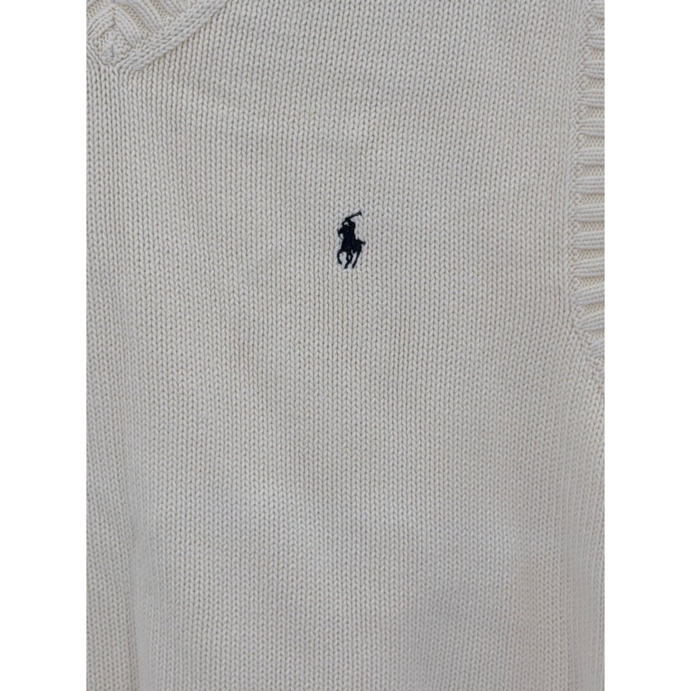 Polo Ralph Lauren Sweater Vest Mens XXL Cream V-Neck Cotton Knit Pony Logo - Picture 2 of 6